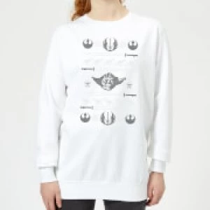 Image of Star Wars Yoda Sabre Knit Womens Christmas Sweatshirt - White - XXL