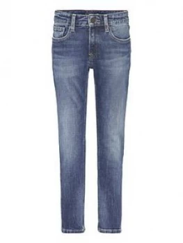 Image of Tommy Hilfiger Boys Spencer Slim Flag Jean - Mid Wash, Size Age: 7 Years