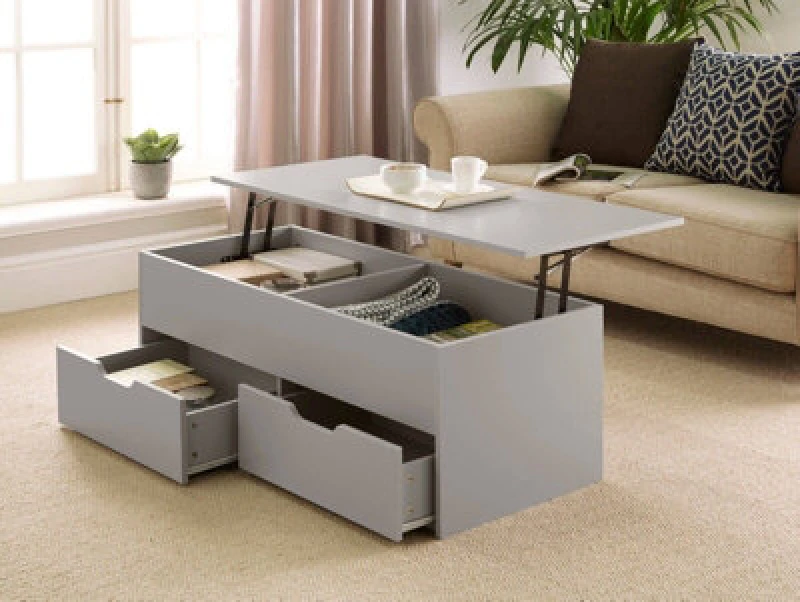 Image of Home Source Bruges 2 Drawer Lift Up Coffee Table Grey