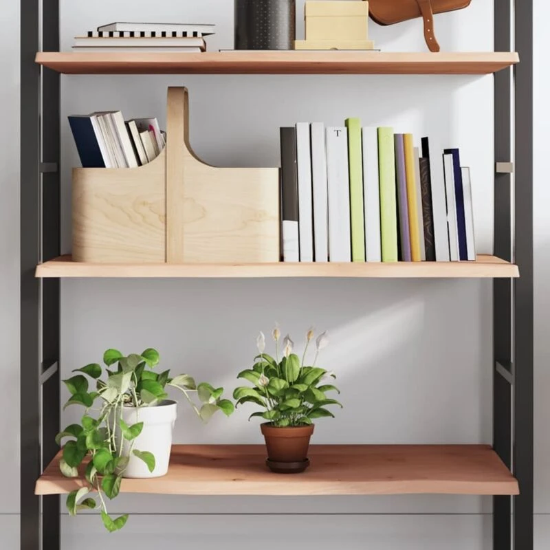 Image of Vidaxl Wall Shelf 100X50X2cm Untreated Solid Wood Oak, Brown 363566
