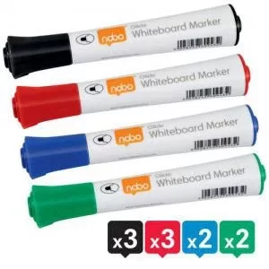 Image of Nobo Glide Whiteboard Pens Bullet Tip 10 Pack Assorted