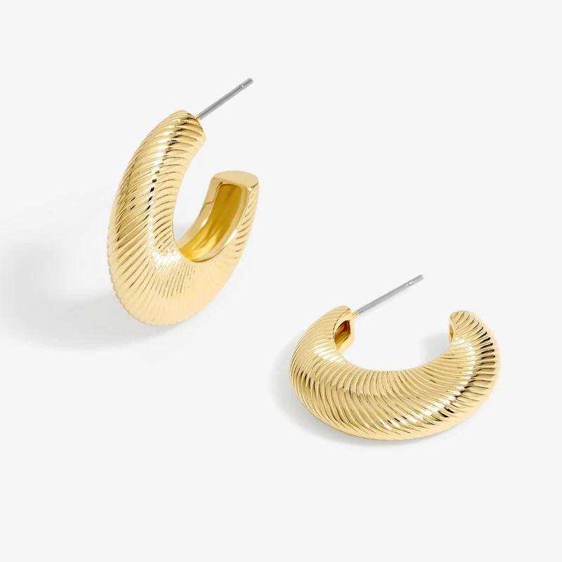 Image of Jon Richard Gold Plated Diamond Cut Hoop Earrings Jewellery Sets One Size Gold 72175710000