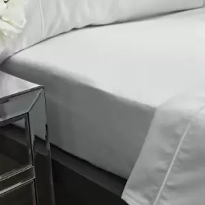 Image of Bianca Luxury 100% Cotton Sateen 800 Thread Count Fitted Sheet, Silver, Super King