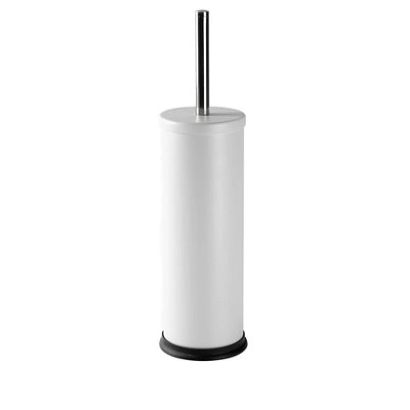 Image of Harbour Housewares Toilet Brush & Holder - Matt White Round Stainless Steel Non Slip Rust Resistant Toilet Cleaning Brush Set