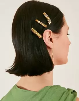 Image of Accessorize Girl's Gem Snap Clips Set of Three, Size: L 4 cm