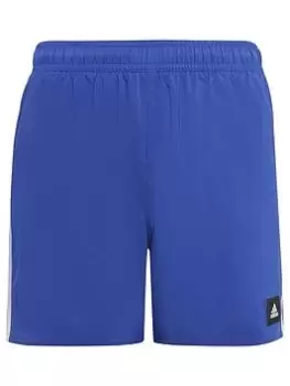 image of adidas Boys 3 Stripe Swim Short - Blue Size 11-12 Years