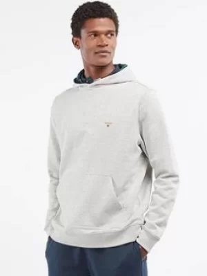 Image of Barbour Campus Tartan Overhead Hoodie, Grey Marl, Size L, Men