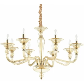 image of Ideal Lux Danieli - 8 Light Pendant Light Amber, E14