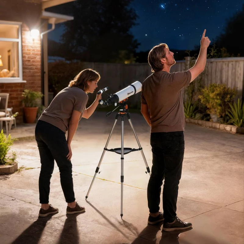 Image of OUTSUNNY Refractor Astronomy Telescope with 80 mm Aperture, Carry Bag, White White Unisex