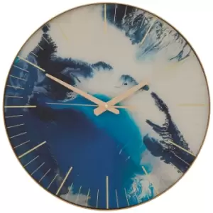 image of Premier Housewares Fifty Five South Primrose 30cm Wall Clock - Blue Abstract