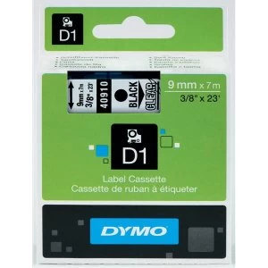 image of Dymo 40910 Black on Clear Label Tape 9mm x 7m