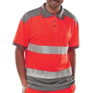 Image of BSeen Polo Shirt Hi Vis Polyester Two Tone 2XL RedGrey Ref