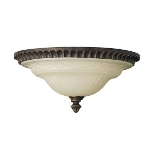 Image of 2 Light Flush Ceiling Light Walnut, E27