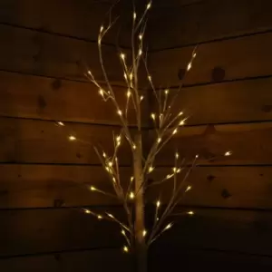 Image of 1.2m (4ft) Christmas Outdoor Birch Tree with 48 Warm White LEDs