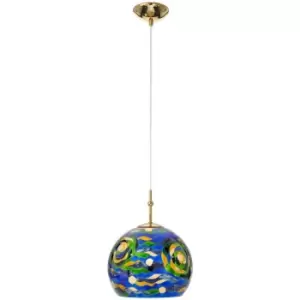 image of 14kolarz - Elegant pendant light LUNA 24 Carat Gold 1 bulb, aqua blue shade