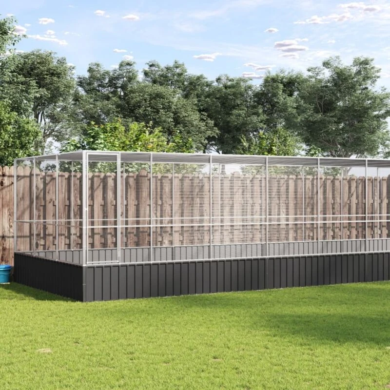 Image of VIDAXL Vidaxl - Aviary with Extension Silver 1139x307x212cm Steel 8721012424753