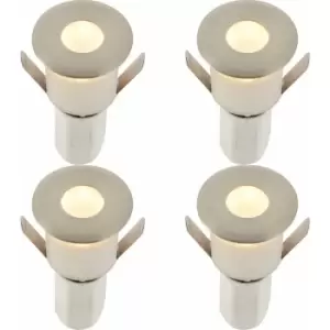 Image of 4 pack Recessed Decking IP67 Guide Light - 1.2W Warm White LED - Satin Nickel