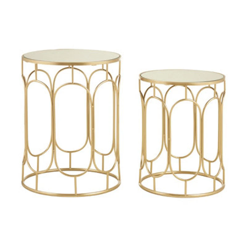 Image of Premier Housewares Avantis Set Of 2 Champagne Metal Side Tables Gold