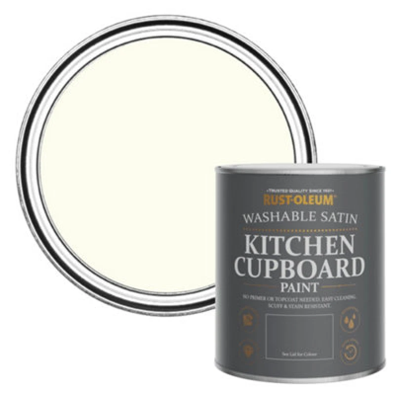 Image of Rust-Oleum Antique White Satin Kitchen Cupboard Paint 750Ml