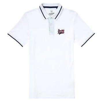 image of Jack Jones JJEJERSEY LOGO POLO SS boys's Childrens polo shirt in White - Sizes 9 years,11 years,13 years,15 years,16 years