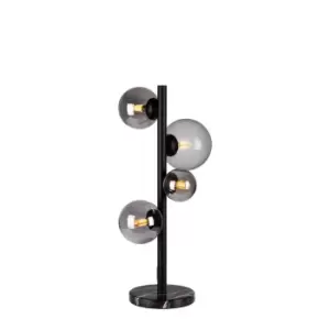 image of Marshall Table Lamp, 4 Light G9, Satin Black, Smoke Plated Glass