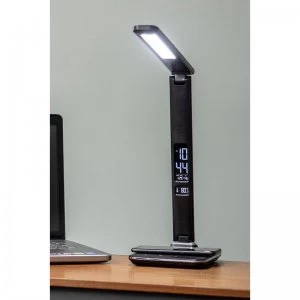 image of Groov-e Ares Desk LED Lamp with Wireless Charging Pad and Clock