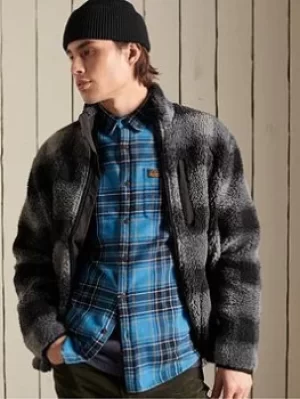 Image of Superdry Sherpa Workwear Jacket, Black/Grey Size XL Men