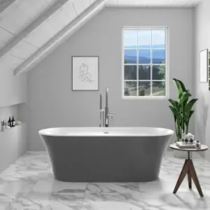 Image of Grey Freestanding Double Ended Bath 1700 x 750mm - Arya