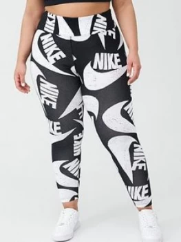 image of Nike NSW Icon Clash Printed Legging (Curve) - Black, Size 18-20=1X, Women