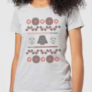 Image of Star Wars Empire Knit Womens Christmas T-Shirt - Grey - 3XL