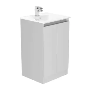 image of Newland 500mm Double Door Large Ceramic Basin Unit - Pearl Grey