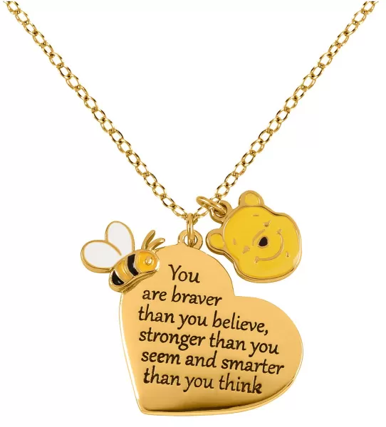 image of Winnie the Pooh You Are Braver Than You Believe Necklace gold coloured