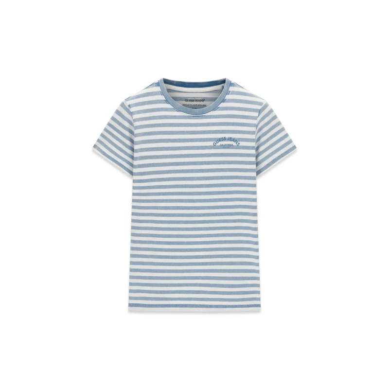 Image of Guess Womens T-Shirt Guess YD striped Regular Fit Blanc Female XS