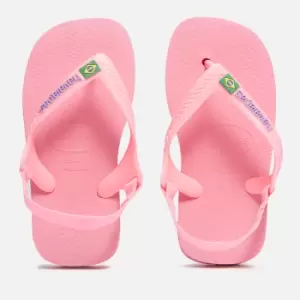 image of Havaianas Girls Baby Brasil Logo Flip Flops - Crystal Rose - UK 8-9 Toddler