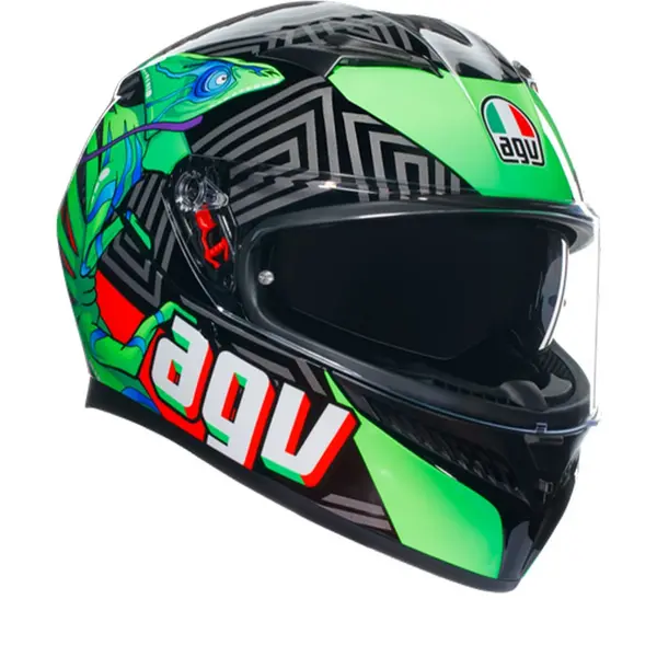 Image of AGV K3 E2206 MPLK Kamaleon Black Red Green 013 Full Face Helmet Size M