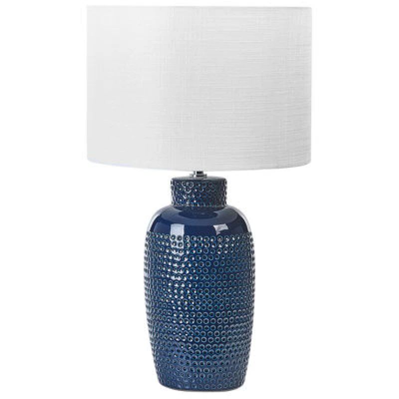 Image of Beliani Table Lamp Perlis Ceramic Navy Blue