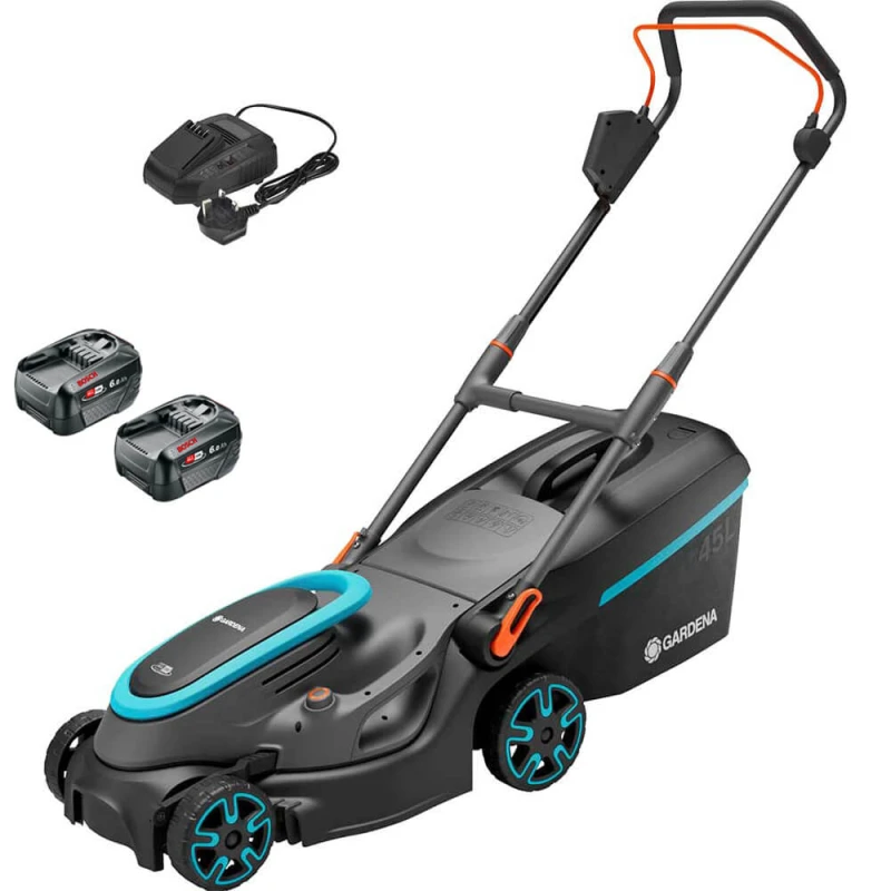Image of Gardena POWERMAX 37 P4A 36v Cordless Rotary Lawnmower 370mm POWERMAX 37 14638-55 Batteries: 2 x 6ah Li-ion