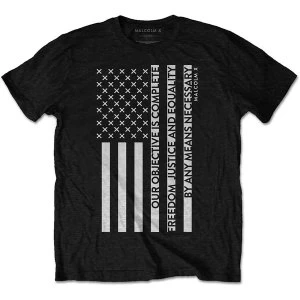 Image of Malcolm X - Freedom Flag Unisex Large T-Shirt - Black