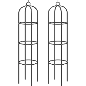 Image of Deuba - Set of 2 Rose Pillar Column Rose Arch 200 x 40 x 40cm (78.8x15.8x15.8IN) Powder-coated Metal