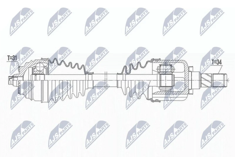 Image of NTY NPW-BM-164 Drive shaft Front Axle Left Drive Shaft (13)