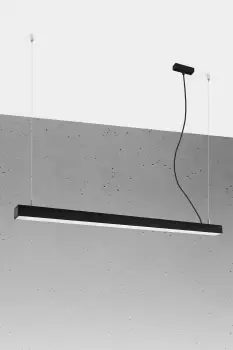 Image of Pinne Integrated LED 115cm Linear Straight Bar Pendant Light Black 3000K
