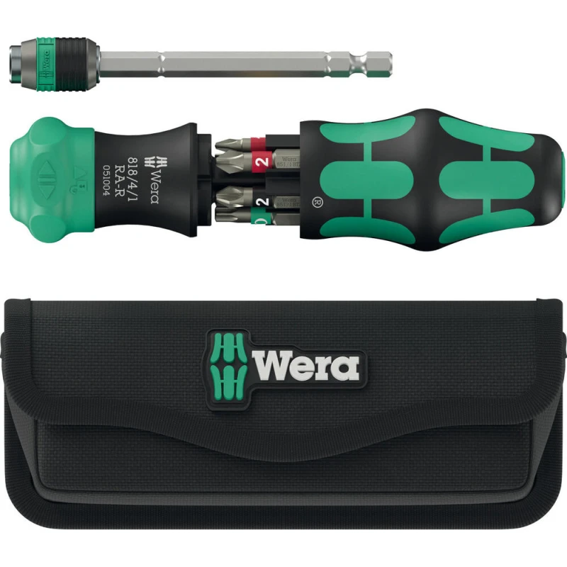 Image of Wera Kraftform Kompakt 6 Piece 20 RA-R Ratchet Screwdriver Set and Pouch 5051514001