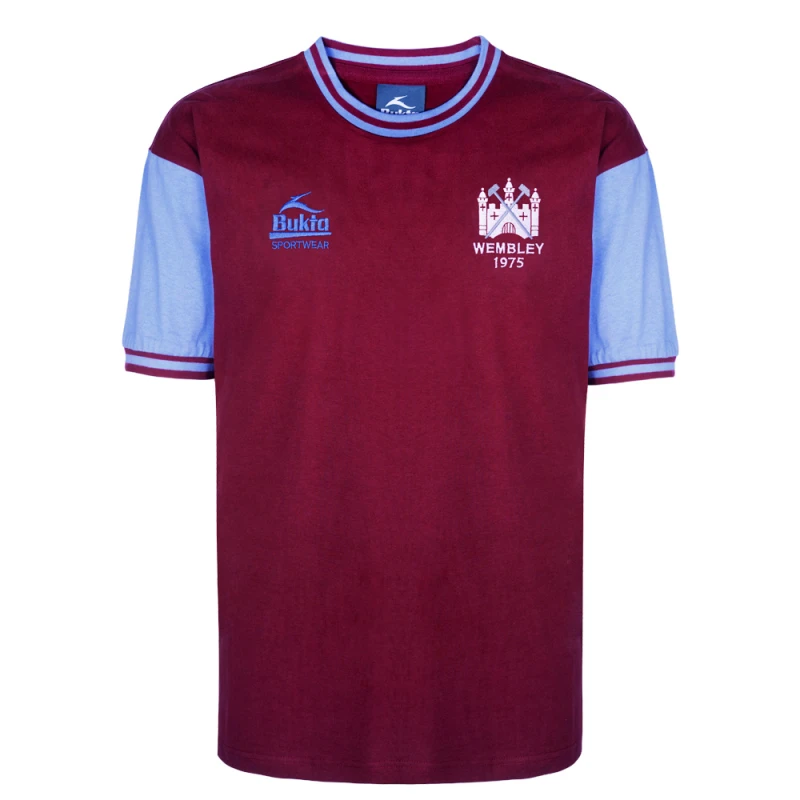Image of Score Draw West Ham United 1975 FA Cup Final Retro Shirt WHAM75HFACFSS-M M Mens Sportswear