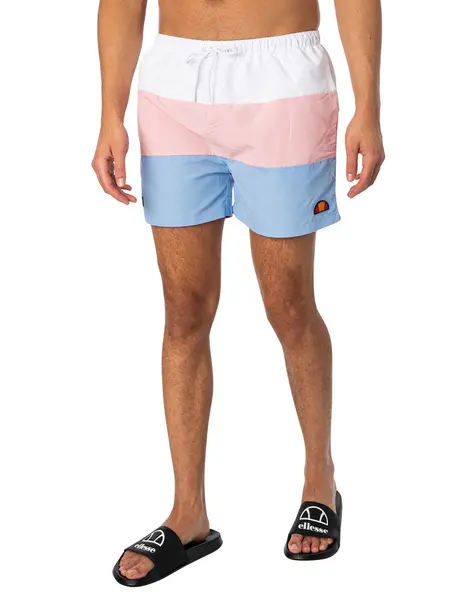 Image of Ellesse Cielo Swim Shorts White/Light Pink/Light Blue S