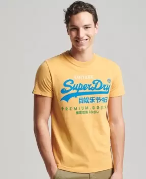 Image of Superdry Mens Vintage Logo Tri T-Shirt Yellow / Ochre Marl - Size: XS