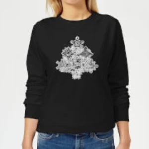 image of Marvel Shields Snowflakes Womens Christmas Sweatshirt - Black