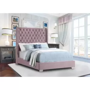 Image of Nivana Bed Small Double Plush Velvet Pink