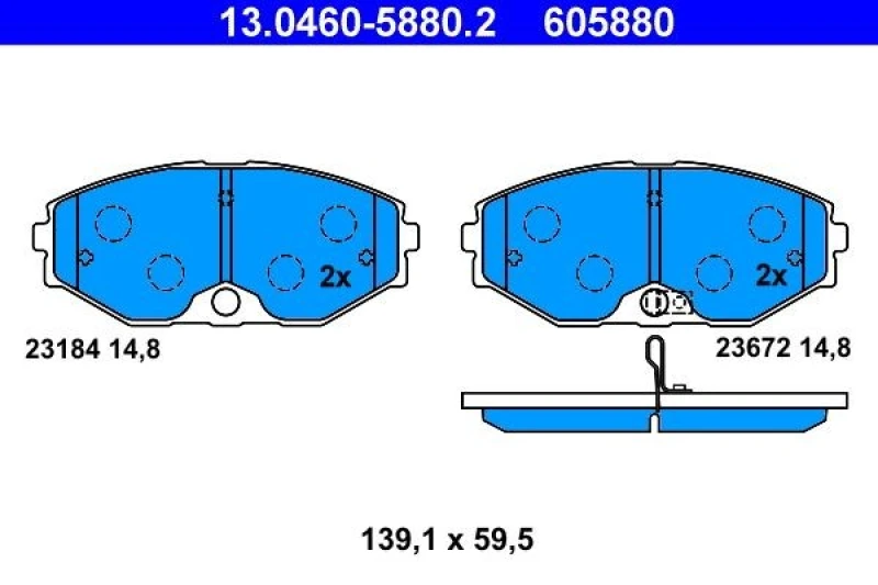 Image of ATE 13.0460-5880.2 Brake pad set with acoustic wear warning Brake Pad Set,disc brake (402)