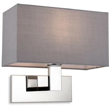 image of Firstlight - Raffles Wall Lamp Chrome with Rectangle Grey Shade