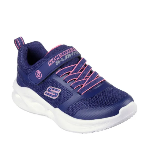 Image of Skechers Girls Sola Glow Lightweight Trainers UK Size 2 (EU 35) NAVY SKE2213-NVY-2